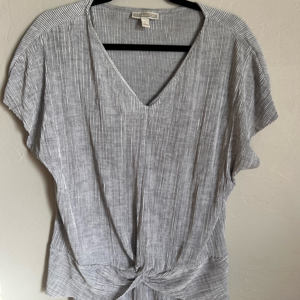 Dana Buchman Gray Pinstripe Blouse